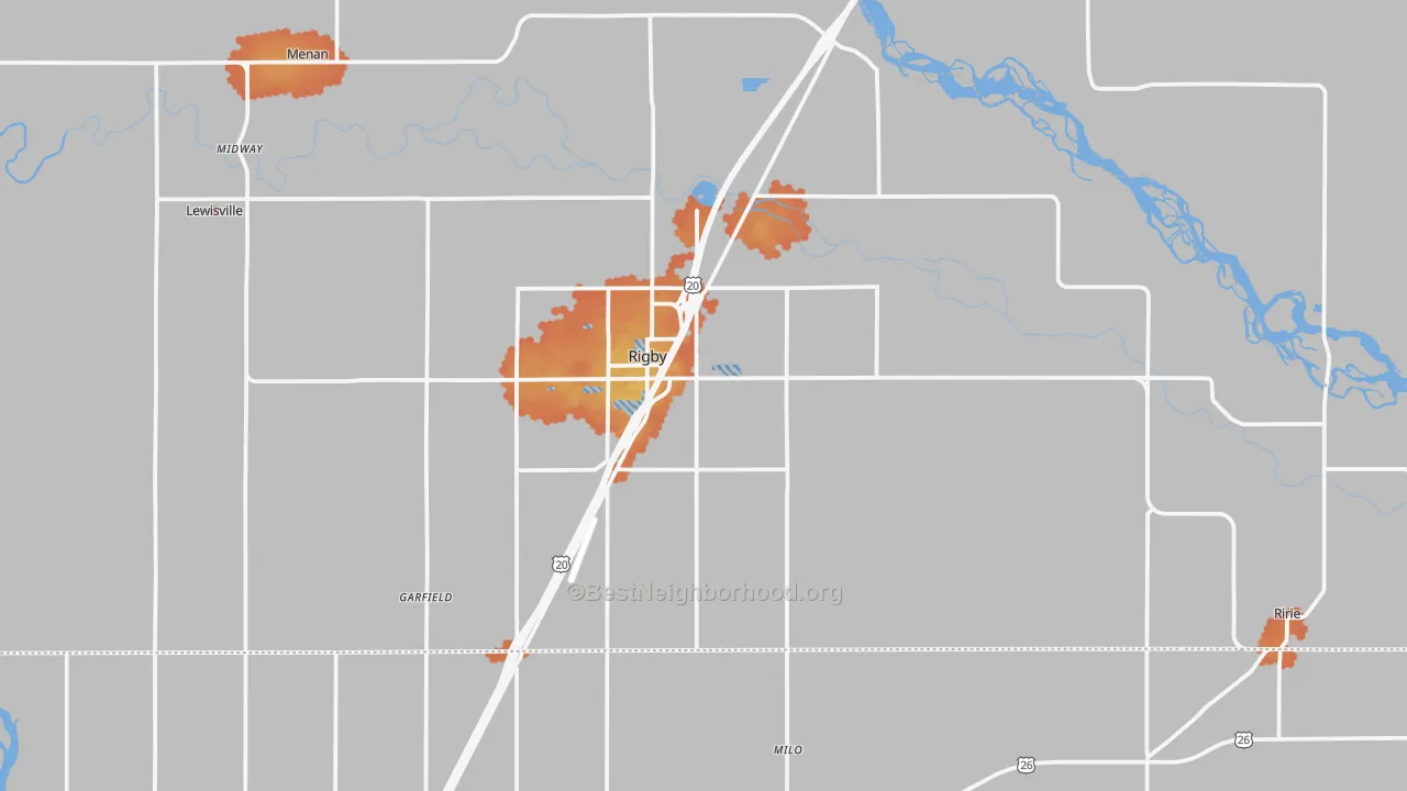 Bike Grade map of Rigby, ID