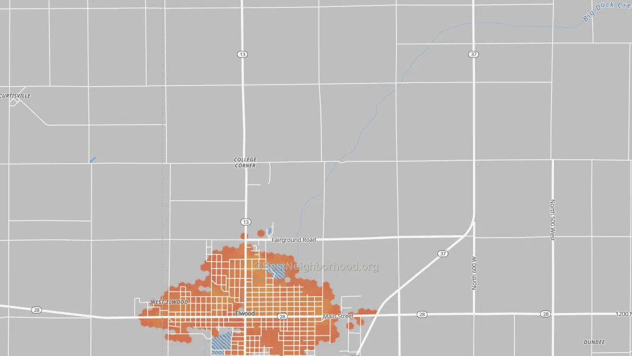 Bike Grade map of Rigdon, IN