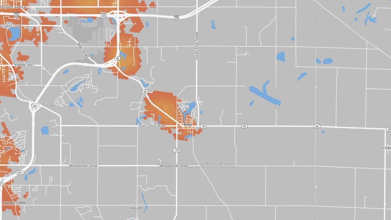Bike Grade map of Riley, IN