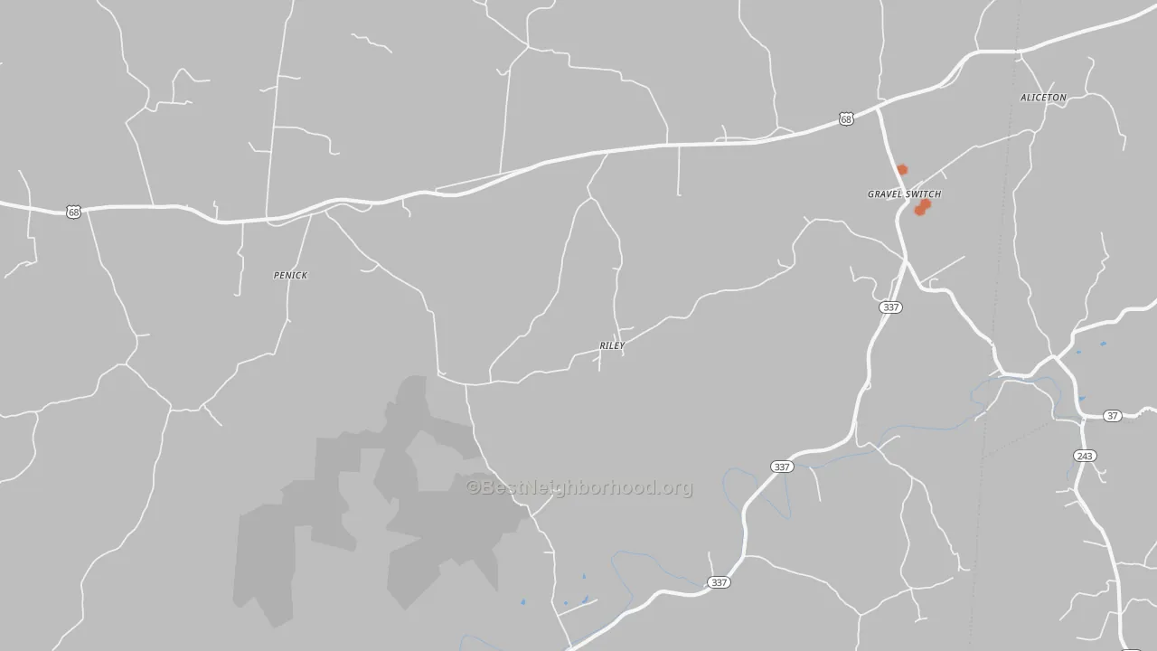 Bike Grade map of Riley, KY
