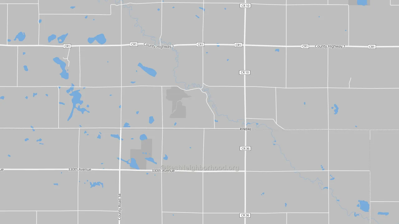Bike Grade map of Rindal, MN