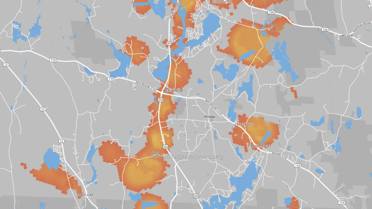 Bike Grade map of Rindge, NH
