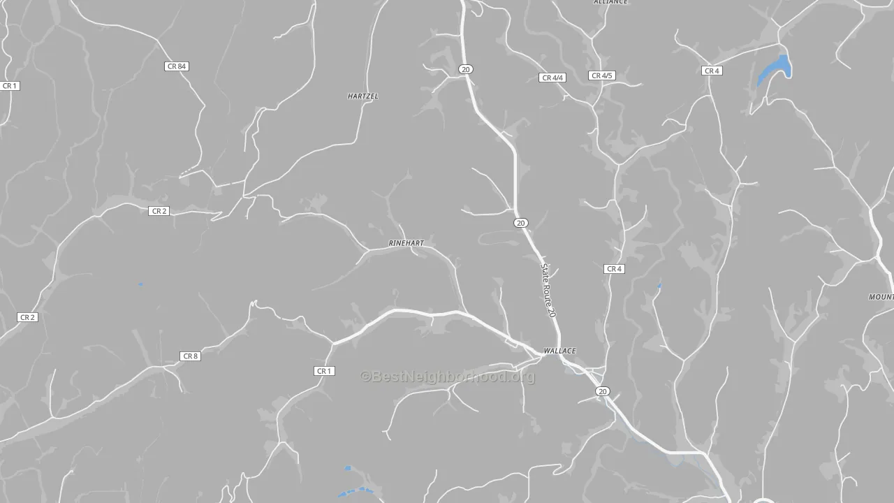 Bike Grade map of Rinehart, WV