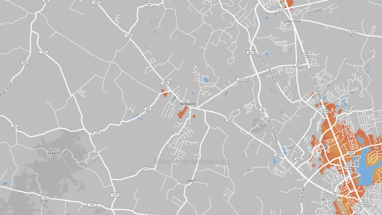 Bike Grade map of Rineyville, KY