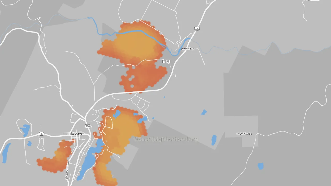 Bike Grade map of Ringdale, PA