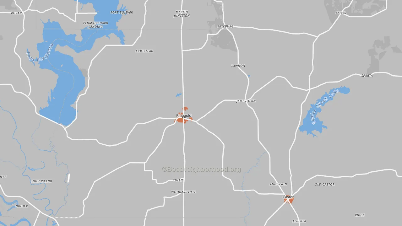 Bike Grade map of Ringgold, LA