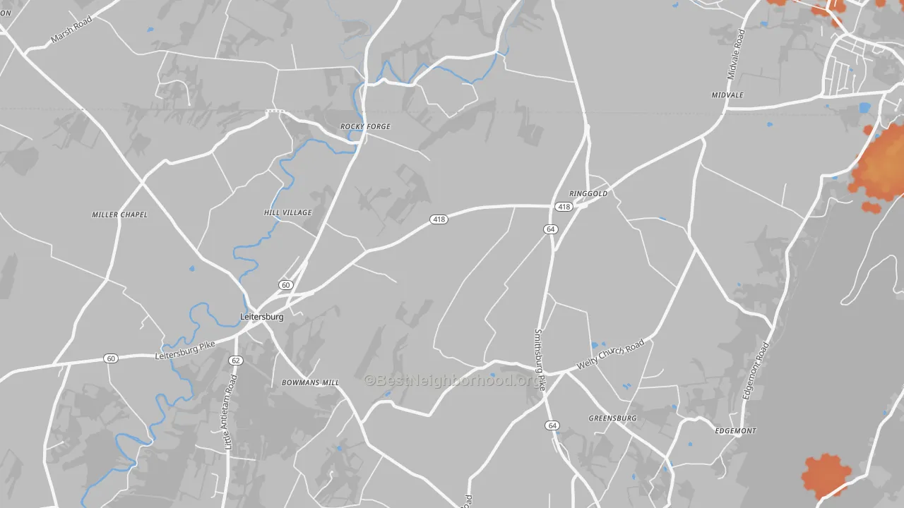 Bike Grade map of Ringgold, MD
