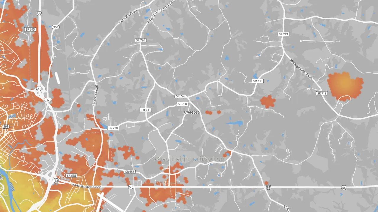 Bike Grade map of Ringgold, VA