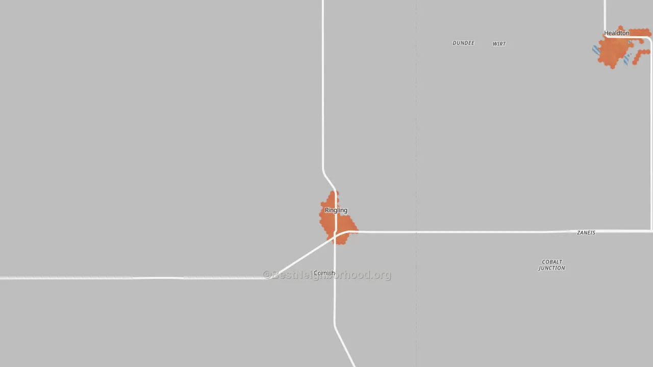 Bike Grade map of Ringling, OK