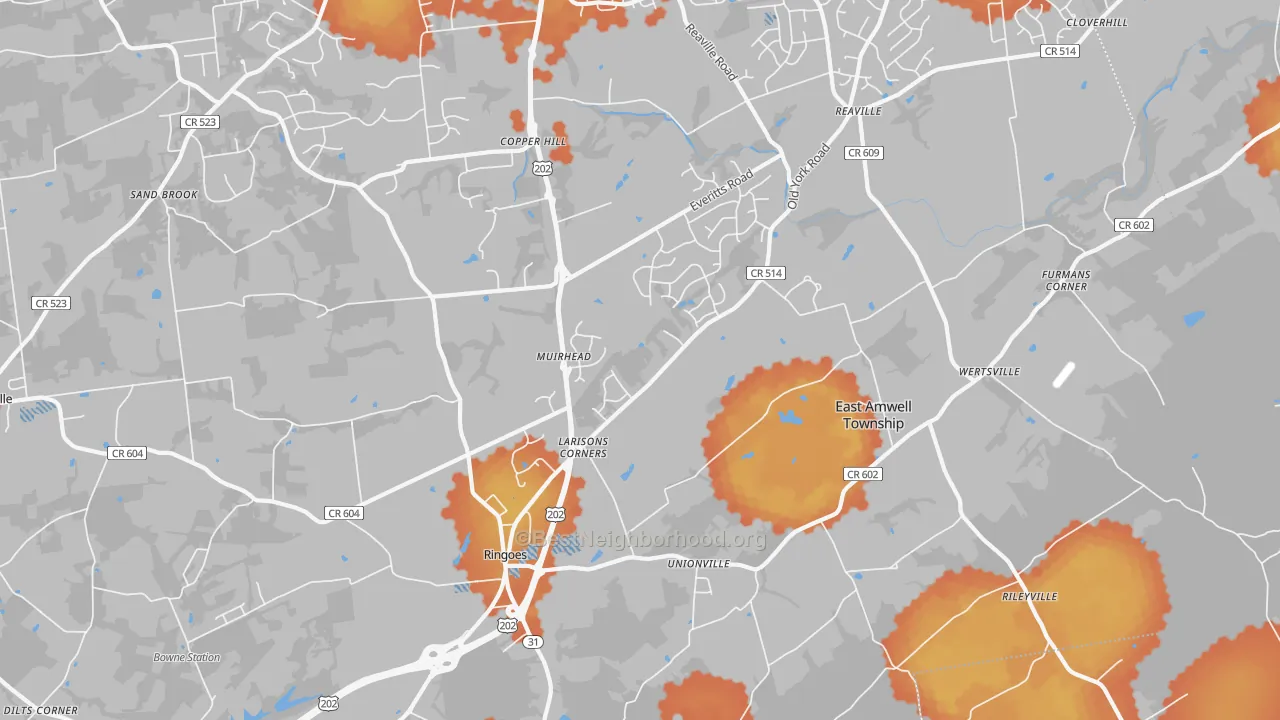 Bike Grade map of Ringoes, NJ