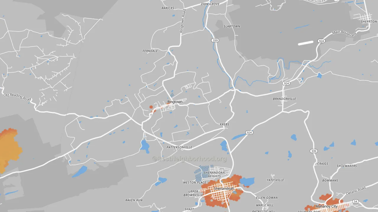 Bike Grade map of Ringtown, PA