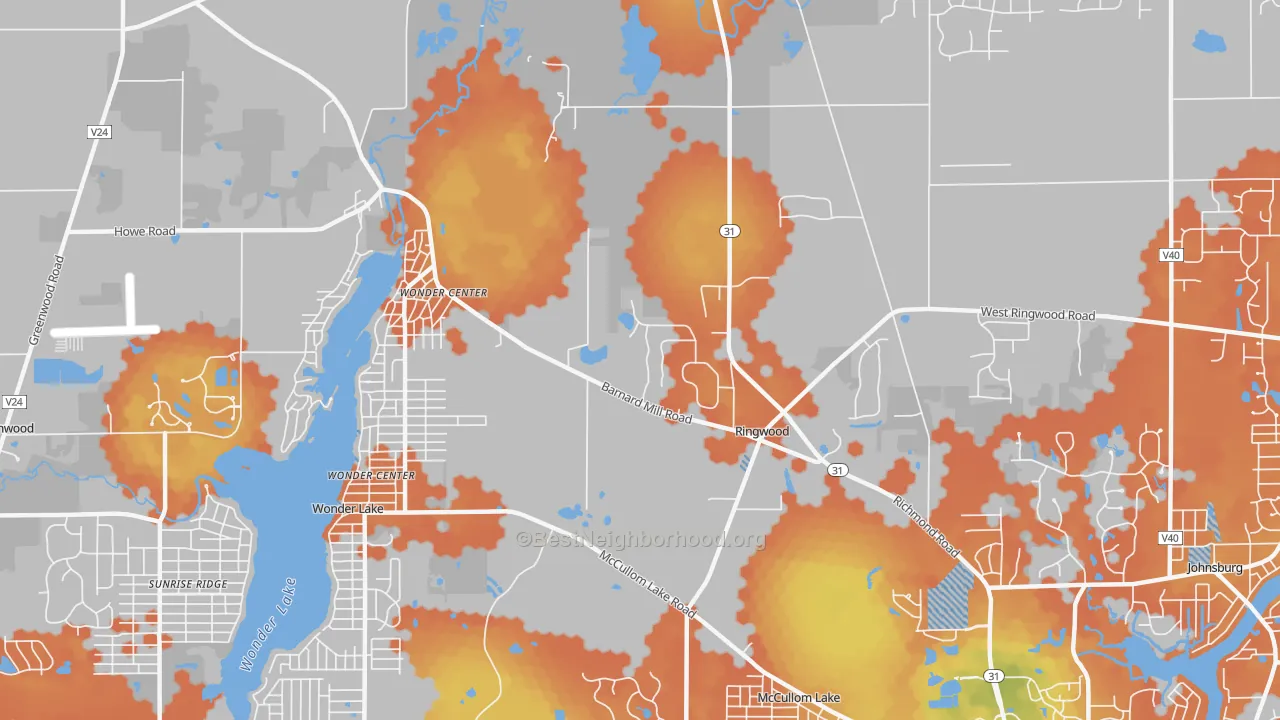 Bike Grade map of Ringwood, IL