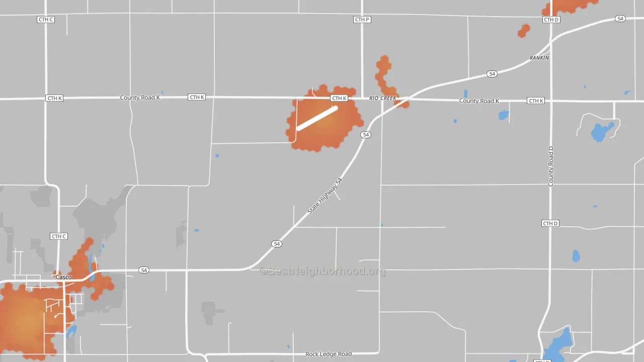 Bike Grade map of Rio Creek, WI