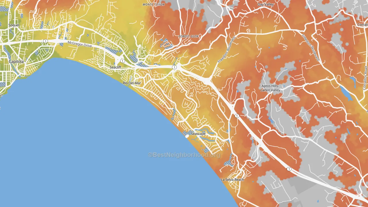 Bike Grade map of Rio del Mar, CA