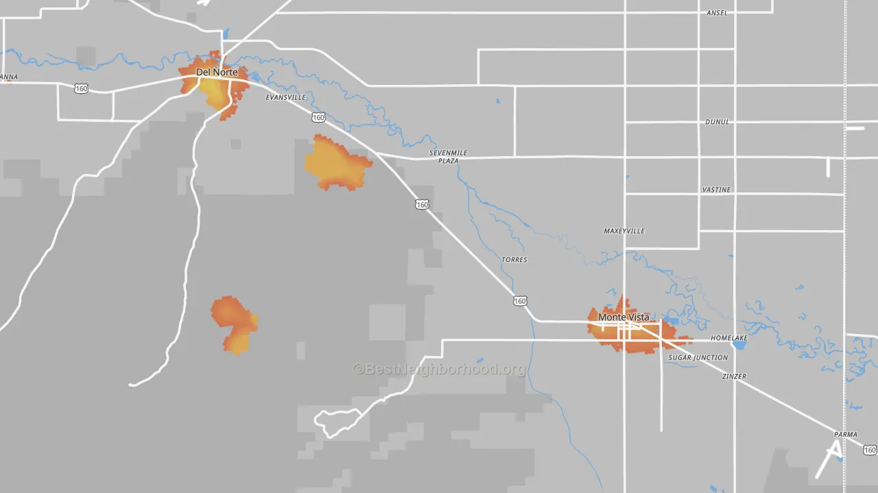 Bike Grade map of Rio Grande County, CO