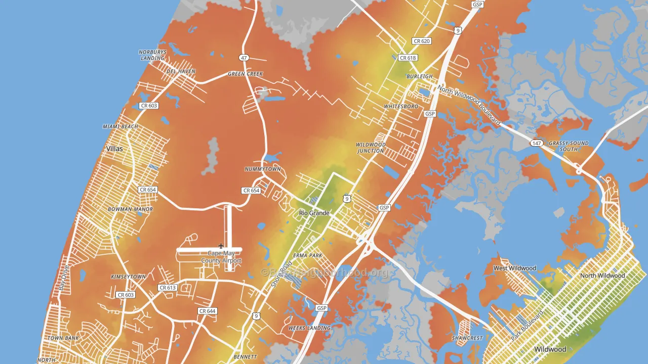 Bike Grade map of Rio Grande, NJ