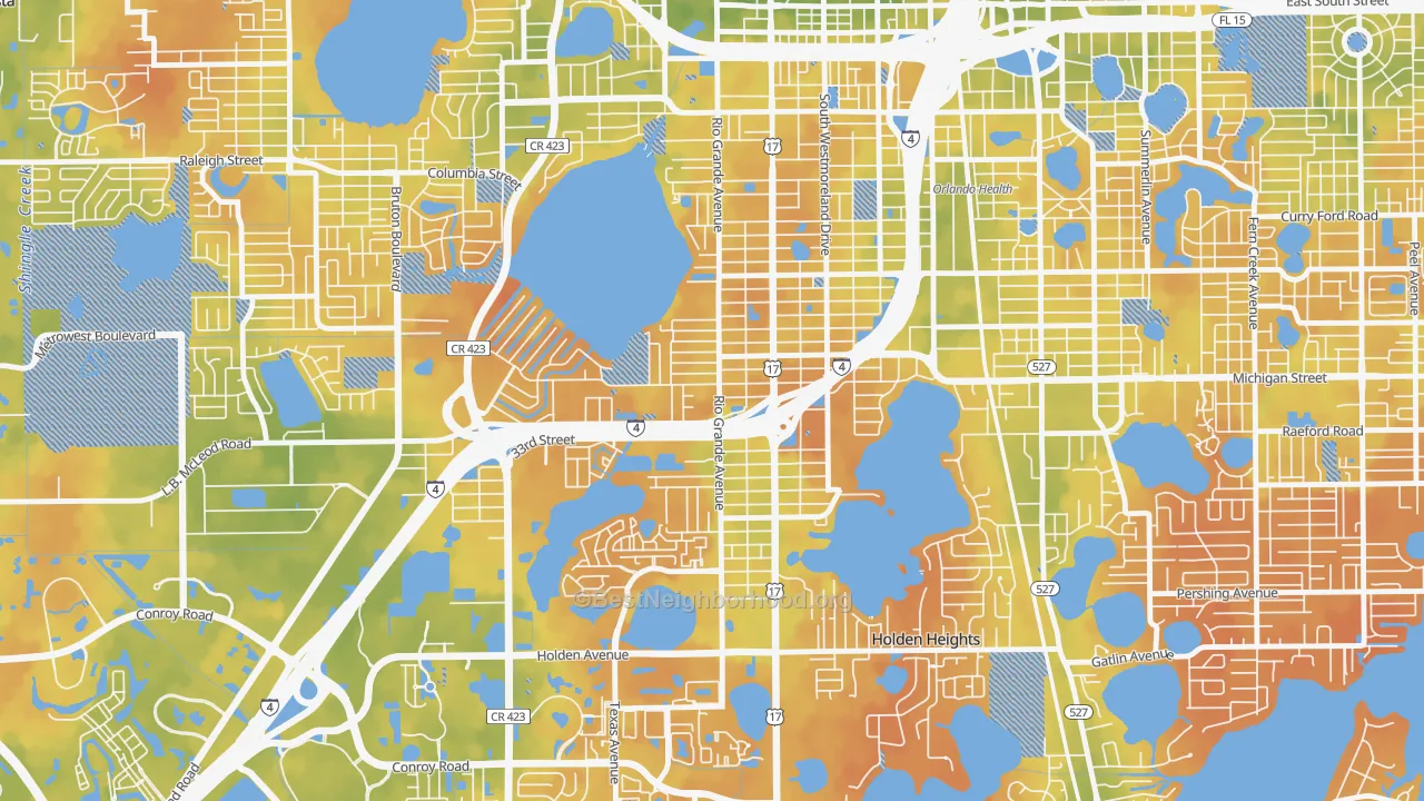 Bike Grade map of Rio Grande Park, Orlando, FL