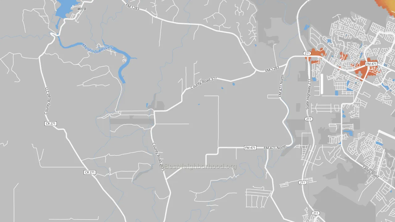 Bike Grade map of Rio Medina, TX