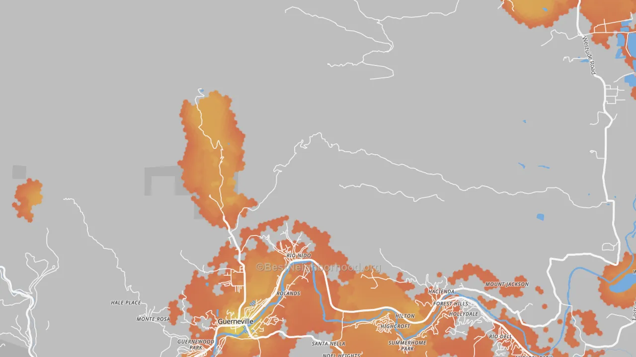 Bike Grade map of Rio Nido, CA