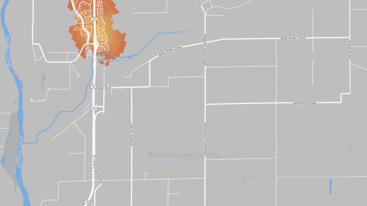 Bike Grade map of Rio Oso, CA