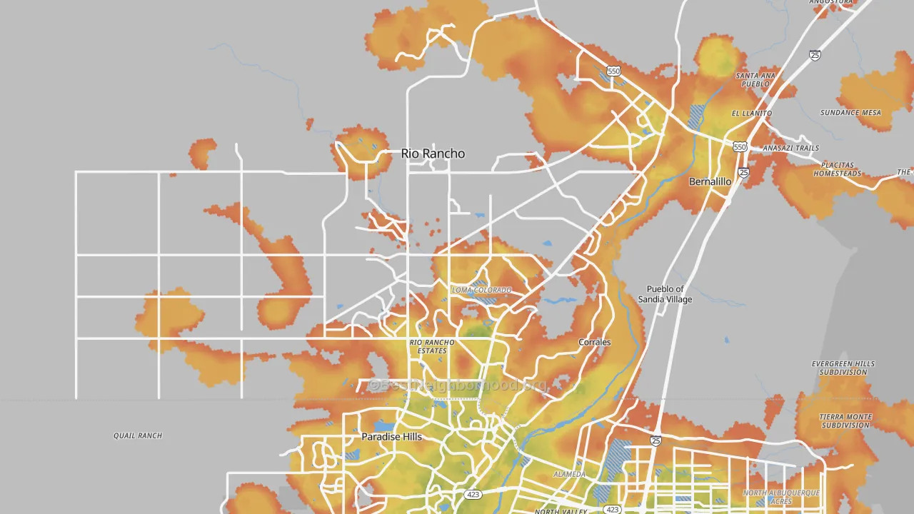 Bike Grade map of Rio Rancho, NM