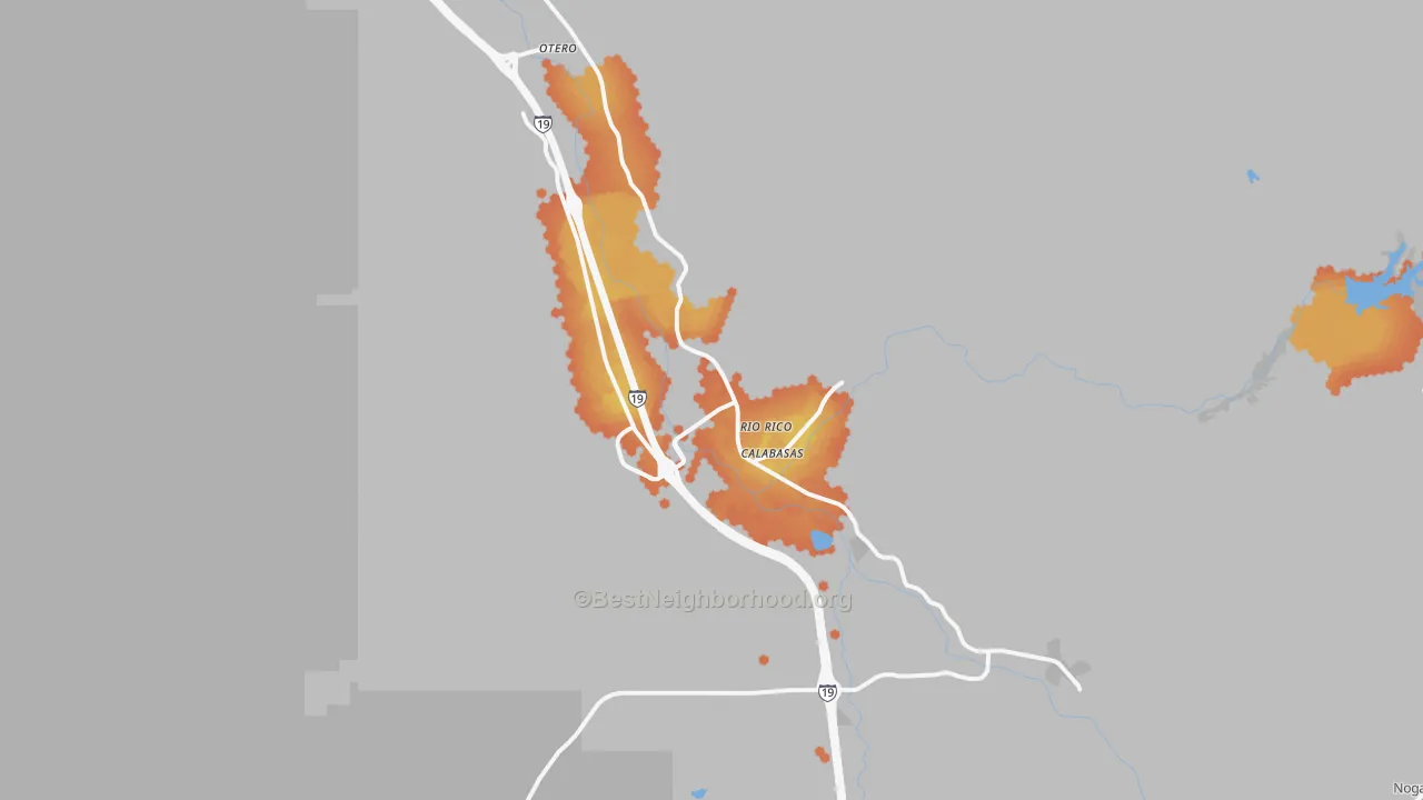 Bike Grade map of Rio Rico, AZ