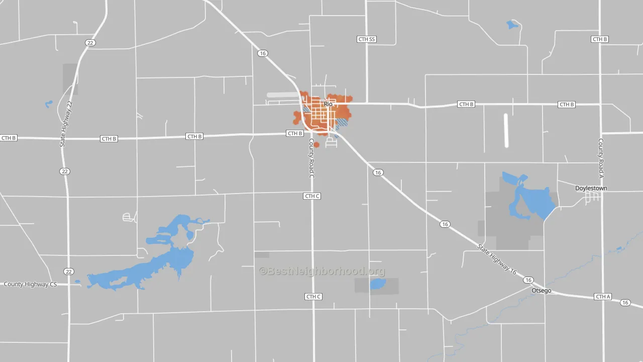 Bike Grade map of Rio, WI