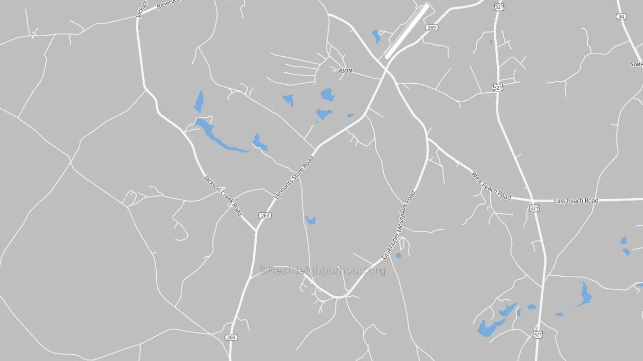 Bike Grade map of Rion, SC