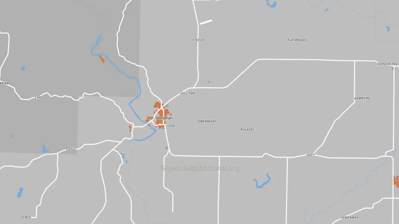 Bike Grade map of Ripley County, MO
