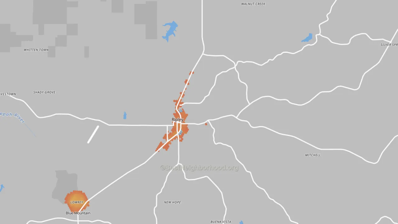 Bike Grade map of Ripley, MS