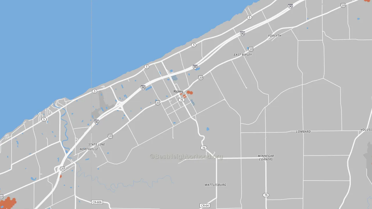 Bike Grade map of Ripley, NY