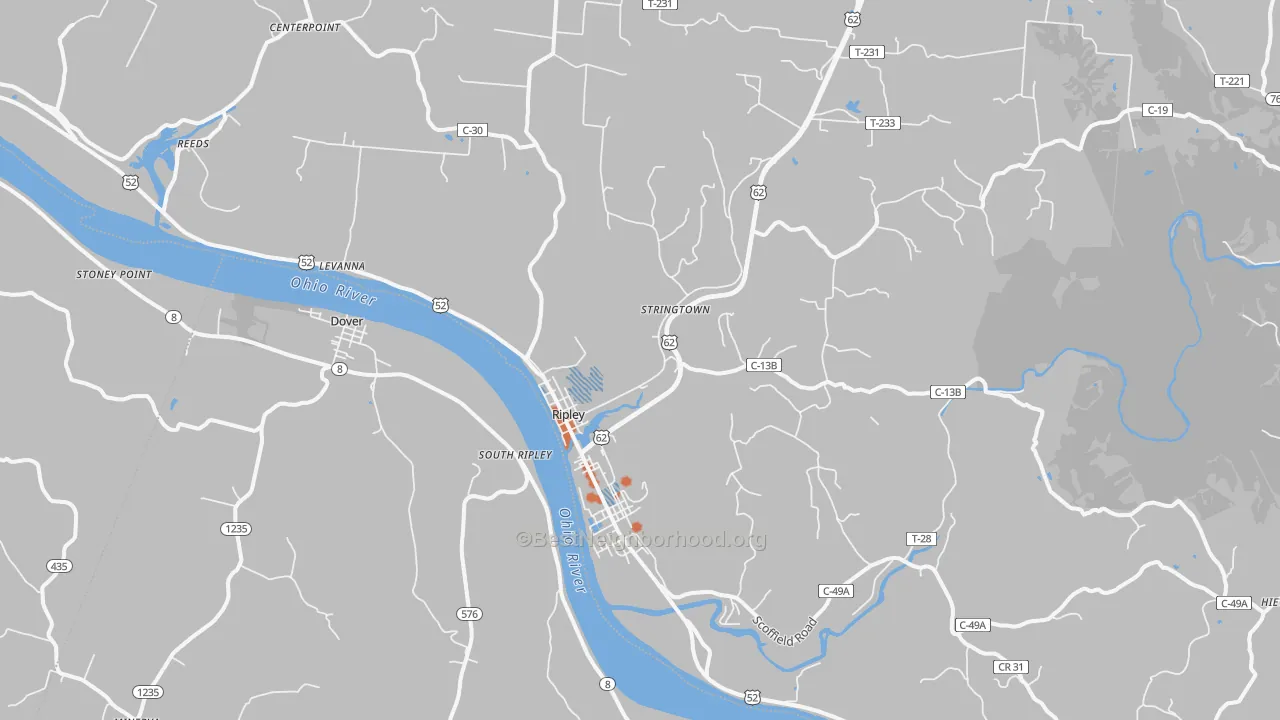 Bike Grade map of Ripley, OH