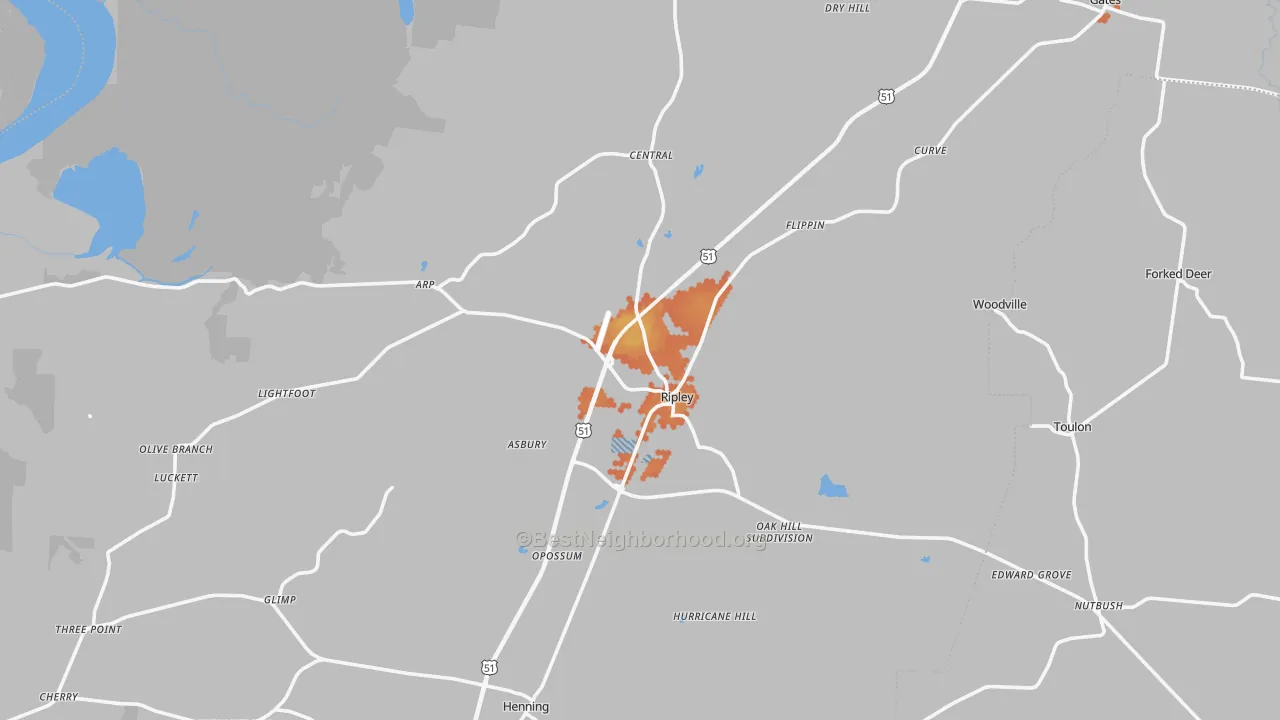 Bike Grade map of Ripley, TN
