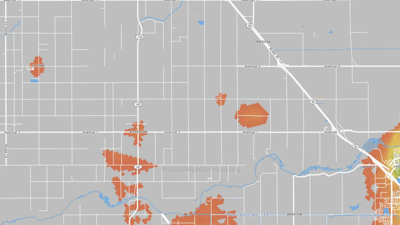 Bike Grade map of Ripperdan, CA