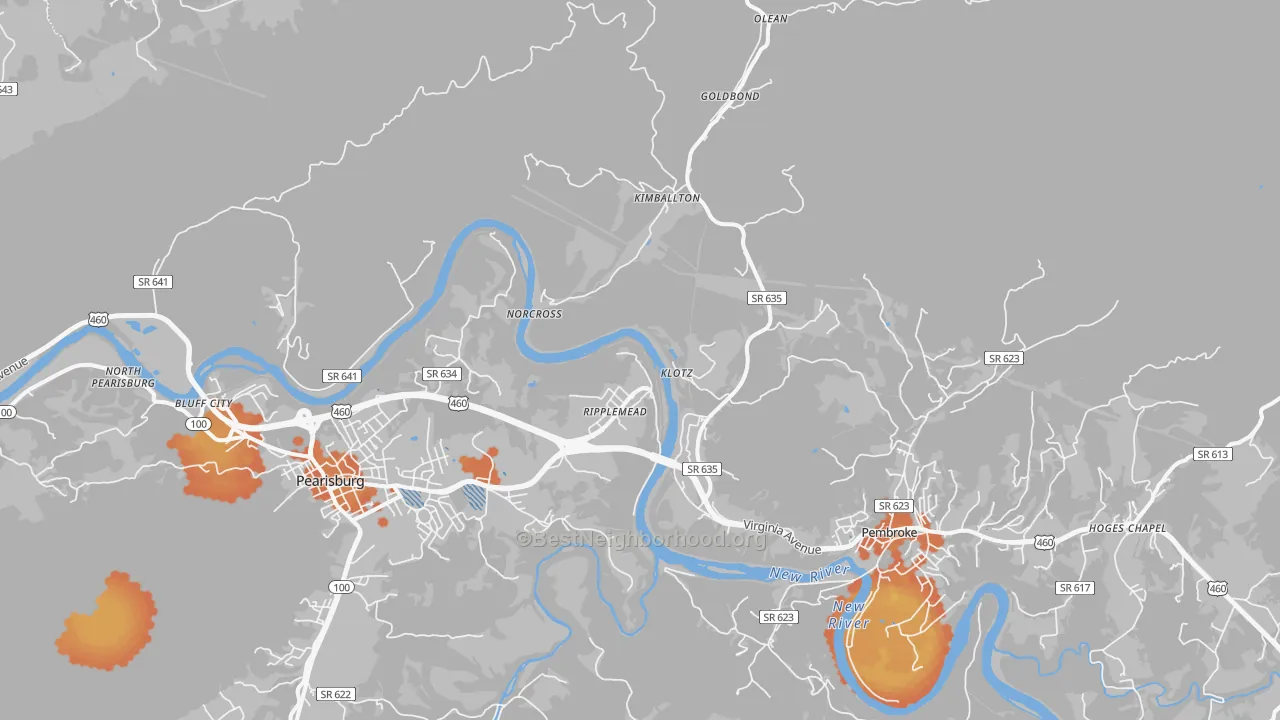 Bike Grade map of Ripplemead, VA