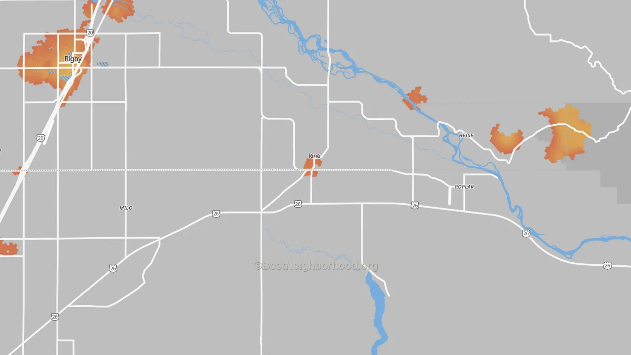 Bike Grade map of Ririe, ID