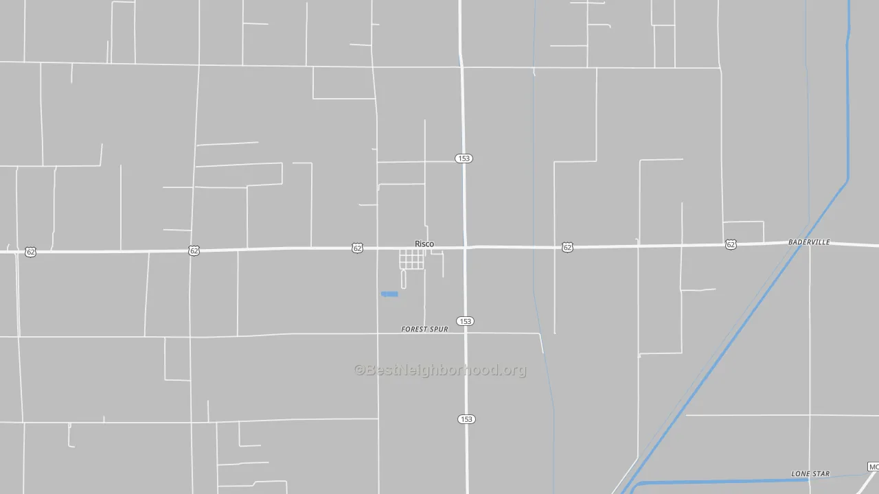 Bike Grade map of Risco, MO