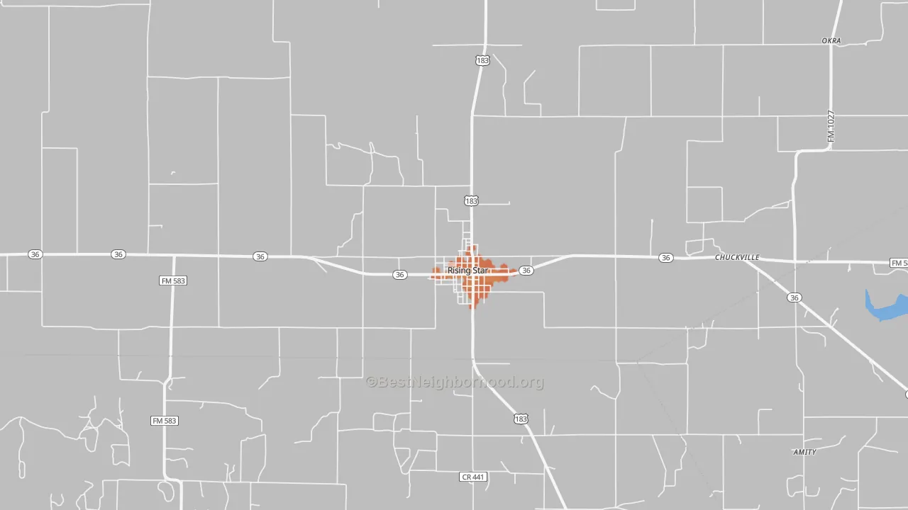 Bike Grade map of Rising Star, TX