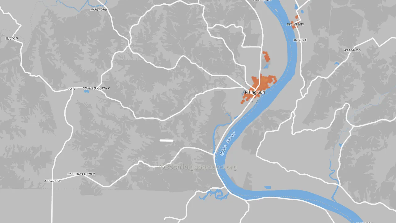 Bike Grade map of Rising Sun, IN