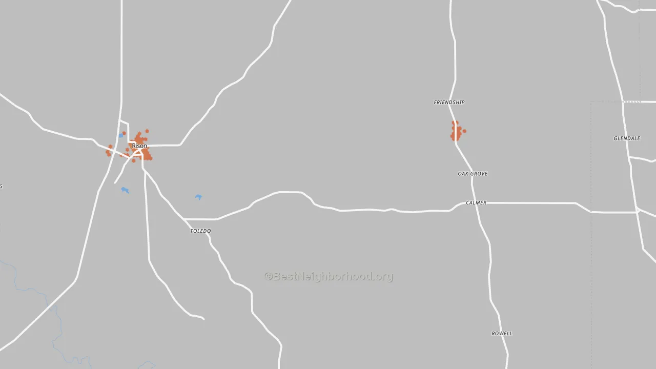 Bike Grade map of Rison, AR