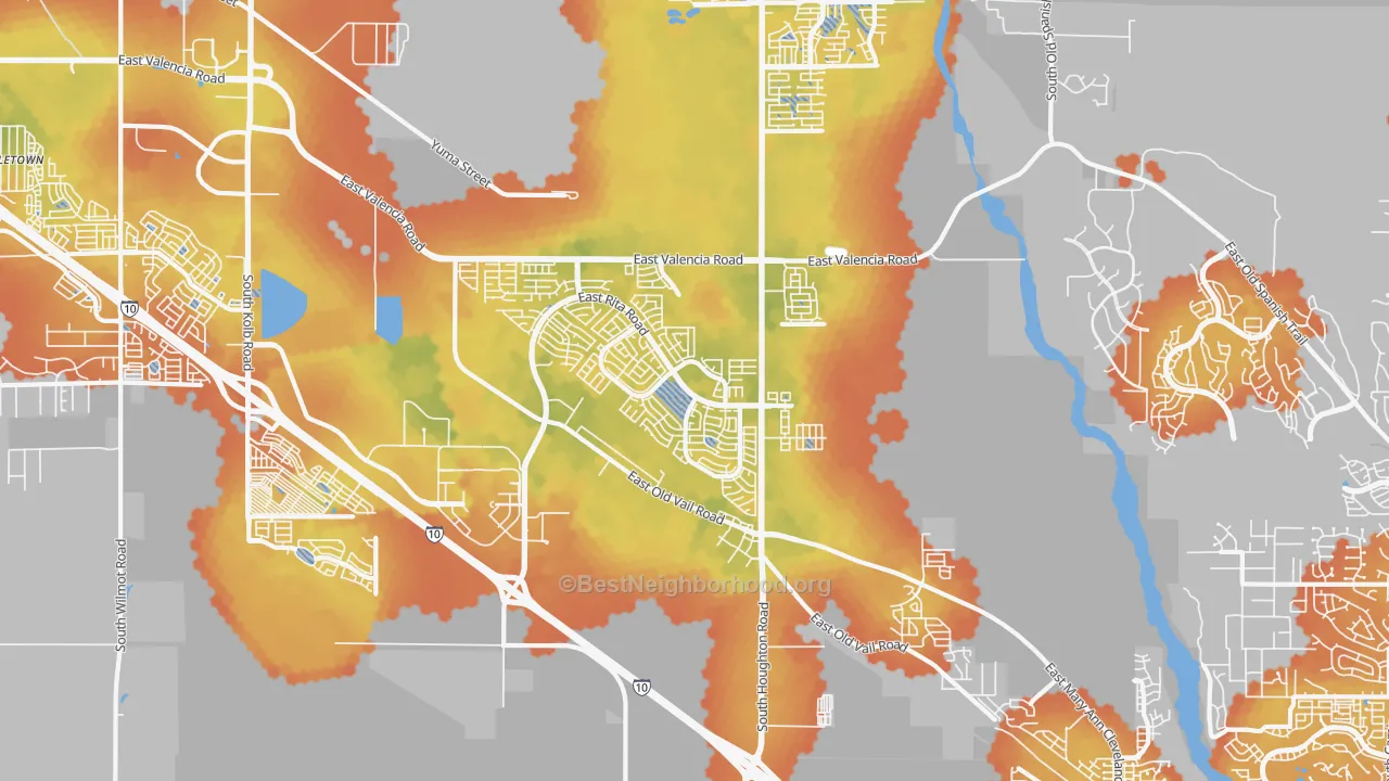 Bike Grade map of Rita Ranch, Tucson, AZ