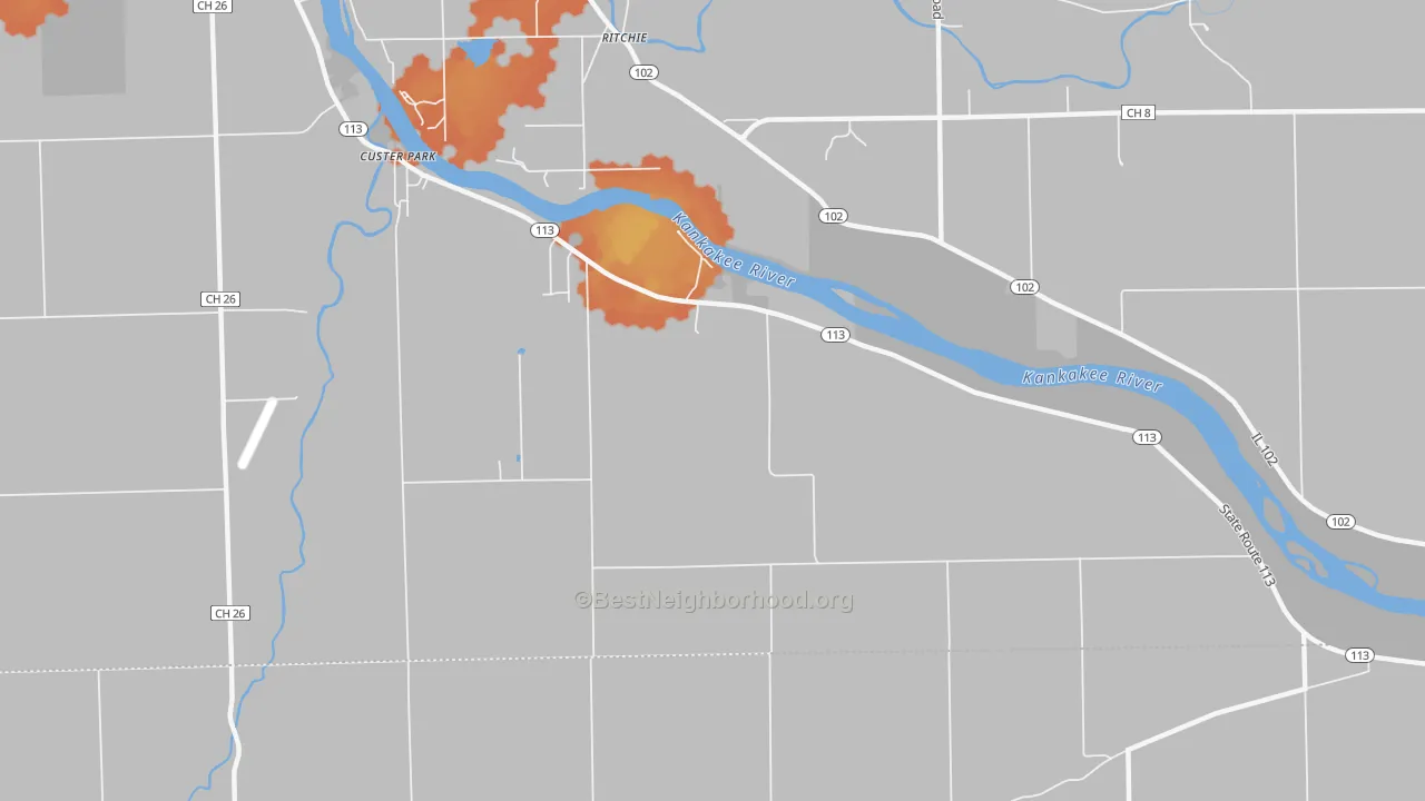 Bike Grade map of Ritchie, IL