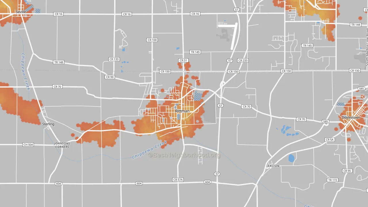 Bike Grade map of Rittman, OH