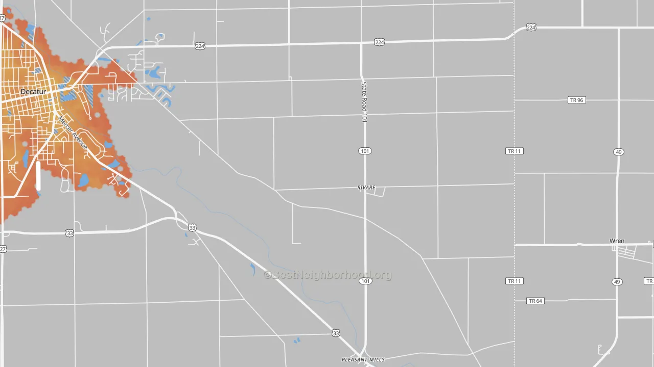 Bike Grade map of Rivare, IN
