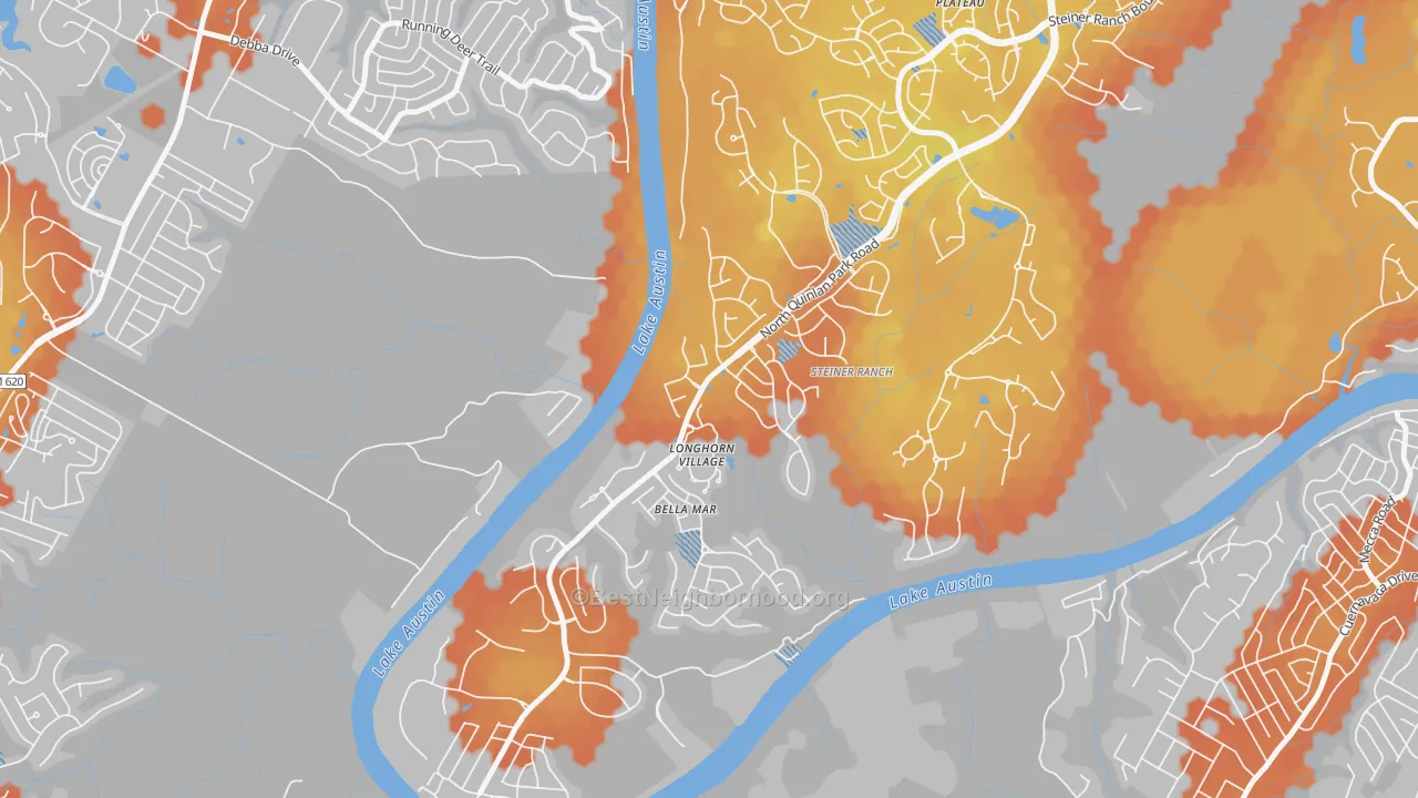 Bike Grade map of River Dance at Steiner Ranch, Austin, TX