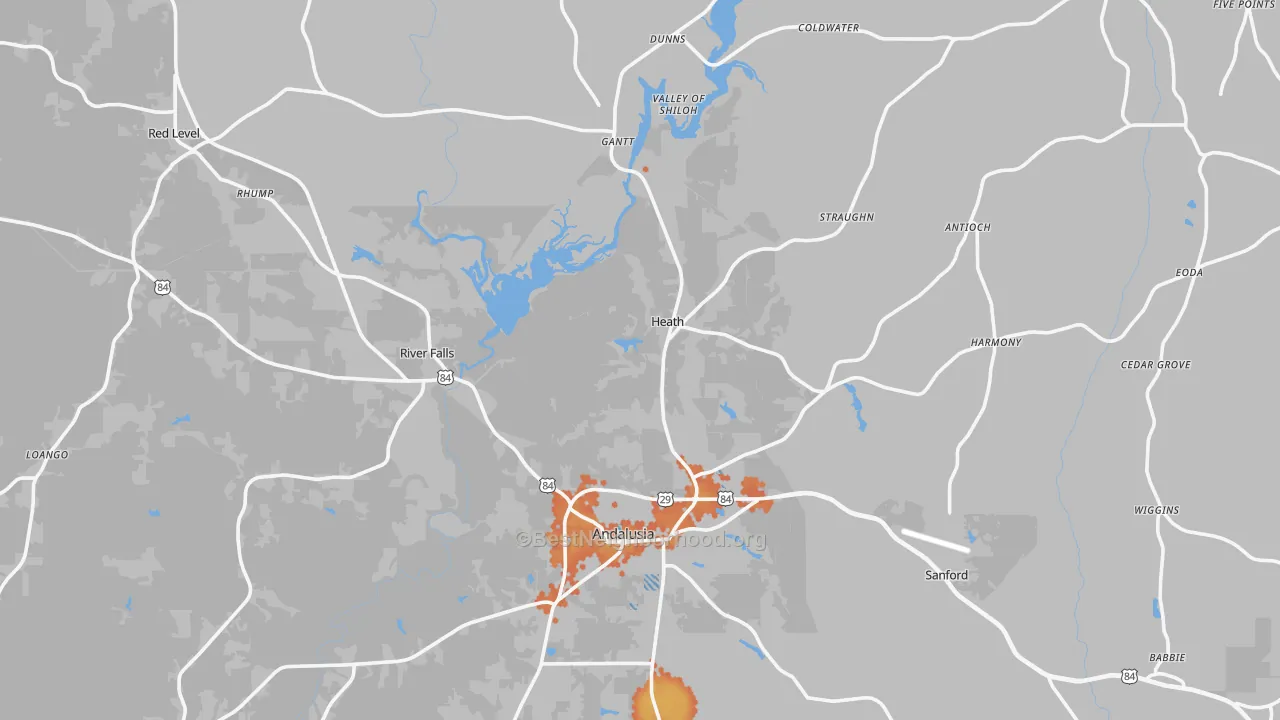 Bike Grade map of River Falls, AL