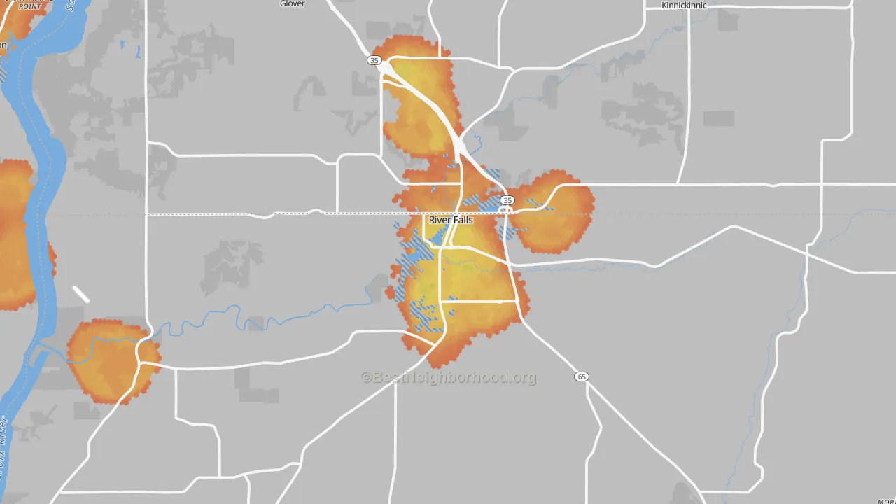Bike Grade map of River Falls, WI