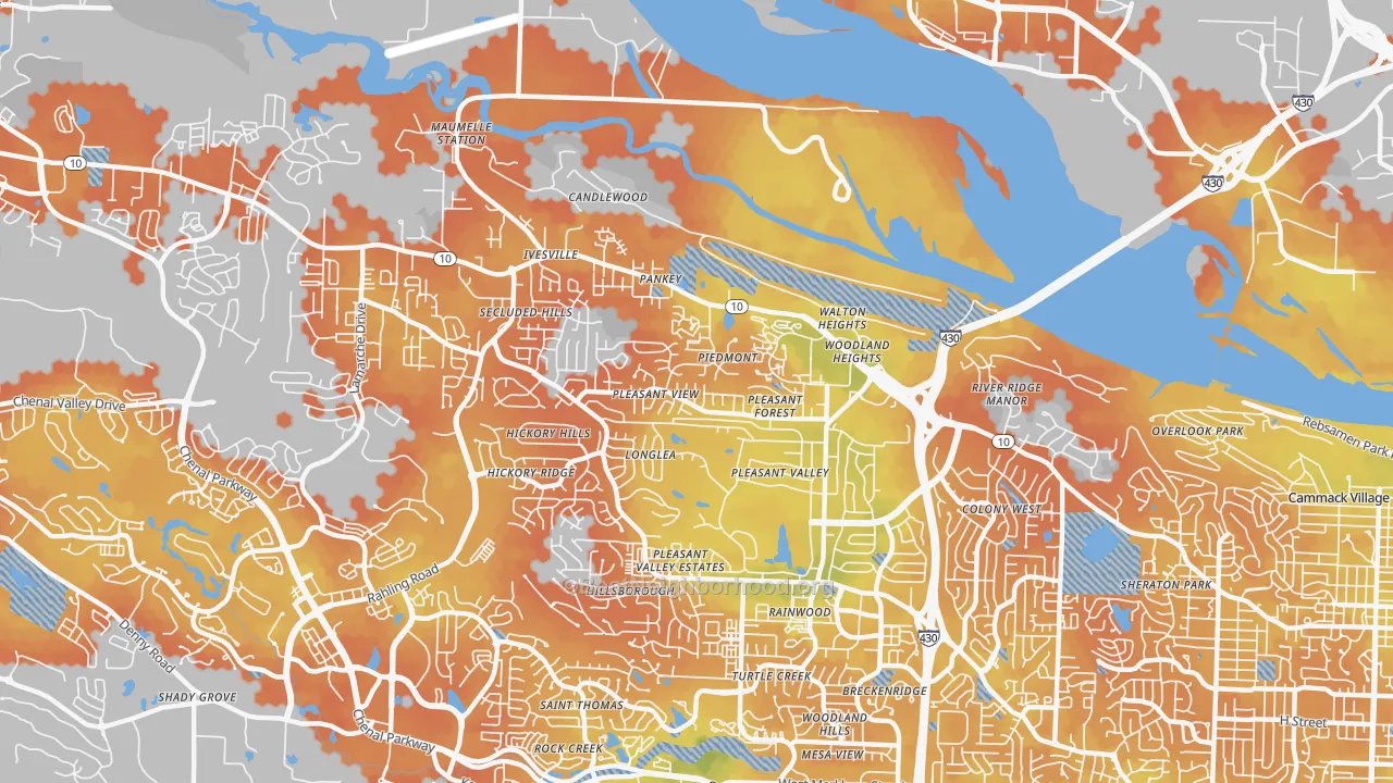 Bike Grade map of River Mountain, Little Rock, AR