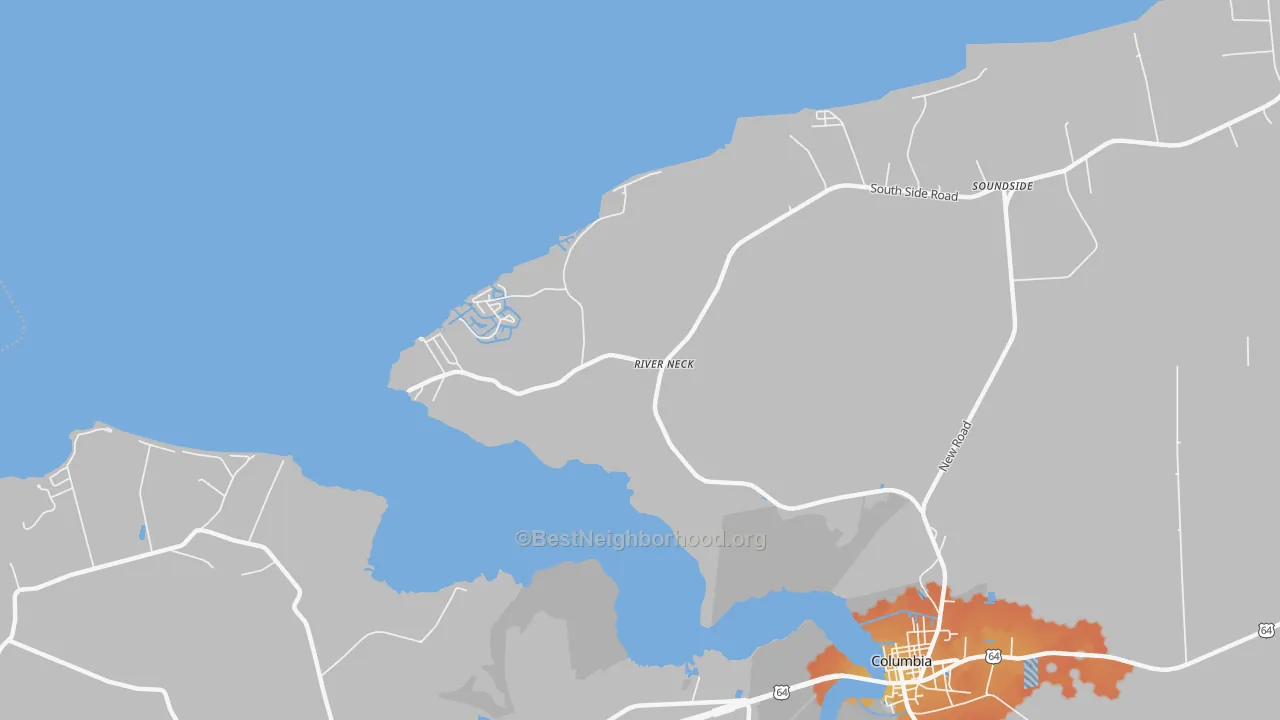 Bike Grade map of River Neck, NC