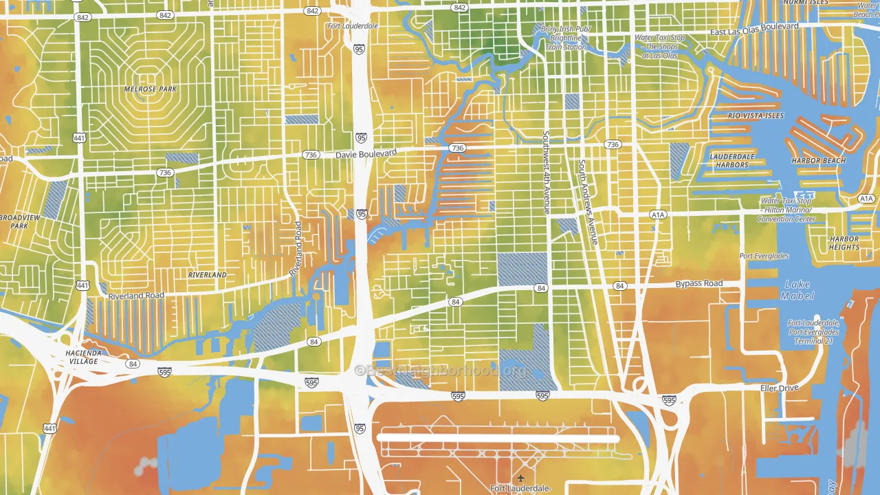 Bike Grade map of River Oaks, Fort Lauderdale, FL
